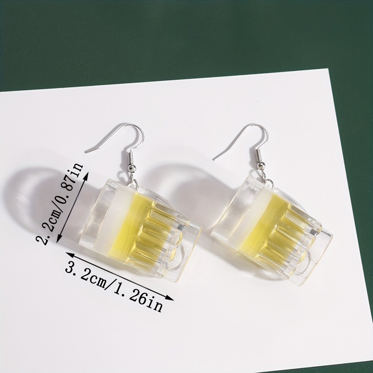 Beer Glass Drop Earrings with Copper Post for Women